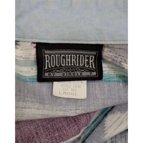 Vintage Roughrider by Circle T Western Cowboy Tribal Aztec LS Button-Down Large - Picture 8 of 8